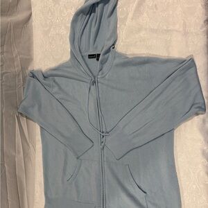 Northcrest Sky Blue Knit zip up hooded Sweater size 1x